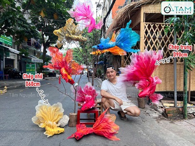 Mô hình cá chép decor đuôi lá thân xốp [Form đẹp - Nhiều cỡ/ màu] TCV-CA-04